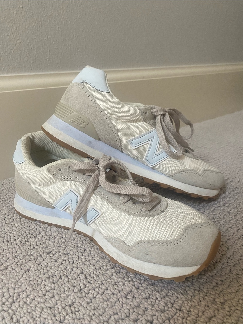 New Balance Cream & White Casual Sneakers